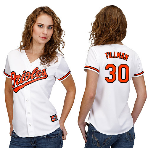 Chris Tillman #30 mlb Jersey-Baltimore Orioles Women's Authentic Home White Cool Base Baseball Jersey